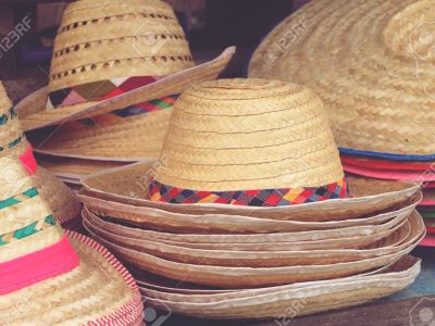 handmade hats woven from bamboo on sale at market hand craft